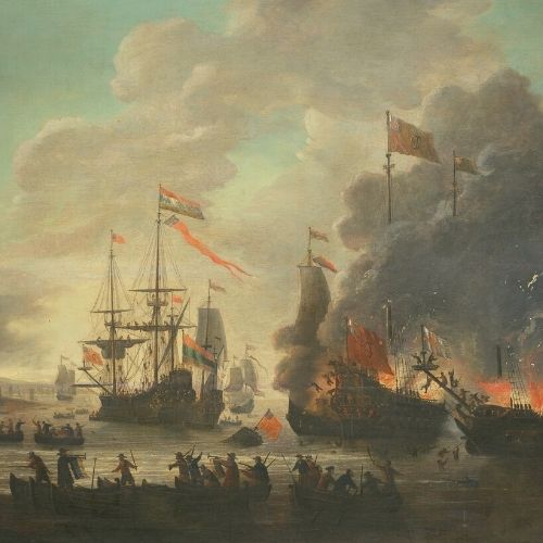 Das Goldene Zeitalter der Niederlande basierte auf den Welthandel. Hier zu sehen: Eine Seeschlacht gegen England.